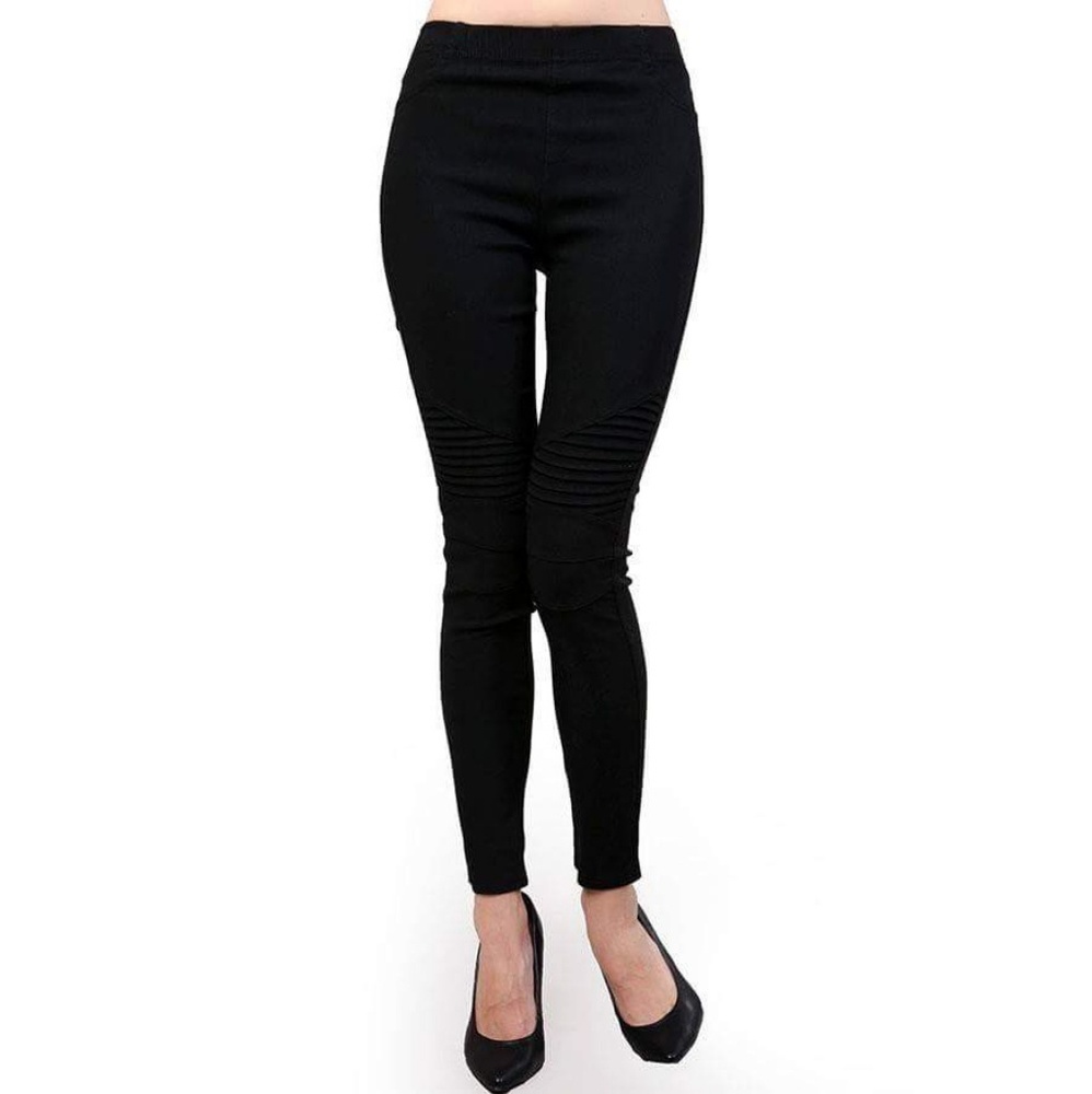 Boutique Moto Jeggings Black Standard & Plus Size